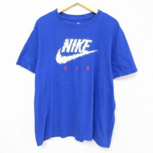 古着 ナイキ NIKE 半袖 ブランド Tシャツ メンズ ビッグロゴ AIR 大きいサイズ クルーネック 青 ブルー XLサイズ 中古 中古 古着