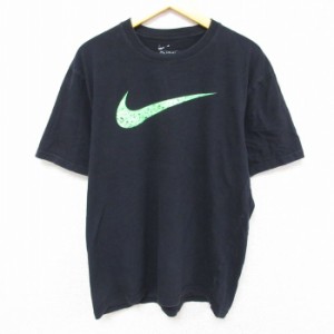 古着 ナイキ NIKE 半袖 ブランド Tシャツ メンズ ビッグロゴ クルーネック 黒 ブラック Lサイズ 中古 中古 古着