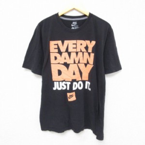 古着 ナイキ NIKE 半袖 ブランド Tシャツ メンズ JUST DO IT コットン クルーネック 黒 ブラック Lサイズ 中古 中古 古着