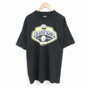 古着 リーボック REEBOK 半袖 ブランド Tシャツ メンズ NFL ピッツバーグスティーラーズ チャンピオンズ ロング丈 コットン ク 中古 古着