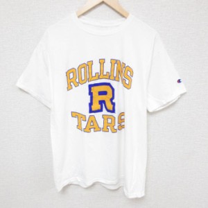 古着 チャンピオン Champion 半袖 ブランド Tシャツ メンズ ROLLINS TARS クルーネック 白 ホワイト Lサイズ 中古 中古 古着