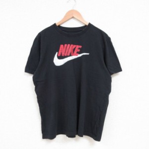 古着 ナイキ NIKE 半袖 ブランド Tシャツ メンズ ビッグロゴ コットン クルーネック 黒 ブラック Lサイズ 中古 中古 古着