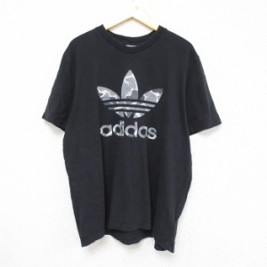 古着 アディダス adidas 半袖 ブランド Tシャツ メンズ ビッグロゴ リーフ トレフォイル 大きいサイズ コットン クルーネック  中古 古着