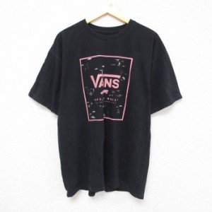 古着 バンズ VANS 半袖 ブランド Tシャツ メンズ スケボー コットン クルーネック 黒 ブラック Lサイズ 中古 中古 古着