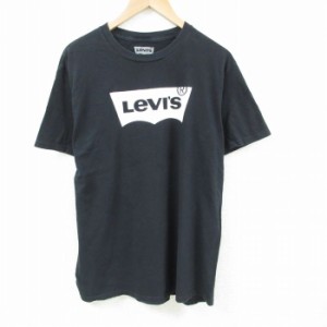 古着 リーバイス Levis 半袖 ブランド Tシャツ メンズ ビッグロゴ コットン クルーネック 黒 ブラック Lサイズ 中古 中古 古着