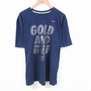 古着 ナイキ NIKE 半袖 ブランド Tシャツ メンズ GOLD 大きいサイズ コットン クルーネック 紺 ネイビー XLサイズ 中古 中古 古着