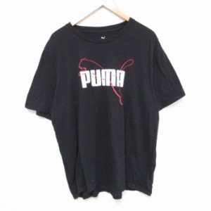 古着 プーマ puma 半袖 ブランド Tシャツ メンズ ビックロゴ 大きいサイズ コットン クルーネック 黒 ブラック XLサイズ 中古 中古 古着