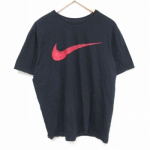 古着 ナイキ NIKE 半袖 ブランド Tシャツ メンズ ビックロゴ クルーネック 黒 ブラック Lサイズ 中古 中古 古着