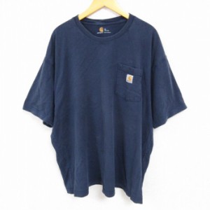 古着 カーハート Carhartt 半袖 ブランド Tシャツ メンズ ワンポイントロゴ 胸ポケット付き 大きいサイズ コットン クルーネッ 中古 古着