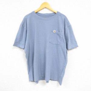 古着 カーハート Carhartt 半袖 ブランド Tシャツ メンズ ワンポイントロゴ 胸ポケット付き 大きいサイズ コットン クルーネッ 中古 古着