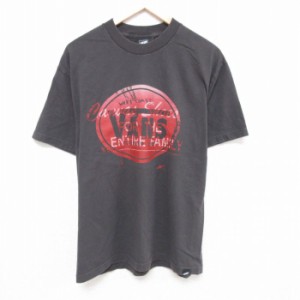 古着 バンズ VANS 半袖 ブランド Tシャツ メンズ ビックロゴ コットン クルーネック 濃グレー XLサイズ 中古 中古 古着