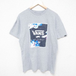 古着 バンズ VANS 半袖 ブランド Tシャツ メンズ ビックロゴ クルーネック グレー 霜降り Lサイズ 中古 中古 古着