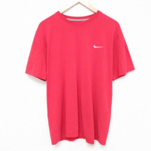 古着 ナイキ NIKE 半袖 ブランド Tシャツ メンズ ワンポイントロゴ コットン クルーネック 赤 レッド XLサイズ 中古 中古 古着