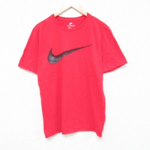 古着 ナイキ NIKE 半袖 ブランド Tシャツ メンズ ビッグロゴ コットン クルーネック 赤 レッド Lサイズ 中古 中古 古着