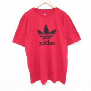 古着 アディダス adidas 半袖 ブランド Tシャツ メンズ ビッグロゴ リーフ トレフォイル 大きいサイズ コットン クルーネック  中古 古着