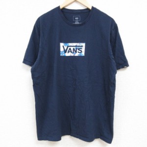 古着 バンズ VANS 半袖 Tシャツ メンズ ビッグロゴ コットン クルーネック 濃紺 ネイビー XLサイズ 中古 中古 古着