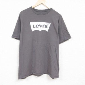 古着 リーバイス Levis 半袖 ブランド Tシャツ メンズ ビッグロゴ 大きいサイズ コットン クルーネック グレー XLサイズ 中古 中古 古着