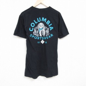 古着 コロンビア COLUMBIA Columbia 半袖 ブランド Tシャツ メンズ ビッグロゴ クマ コットン クルーネック 黒 ブラック XLサ 中古 古着