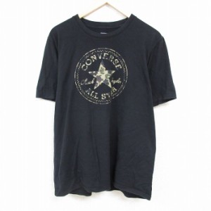 古着 コンバース CONVERSE 半袖 ブランド Tシャツ メンズ ビッグロゴ コットン クルーネック 黒 ブラック XLサイズ 中古 中古 古着