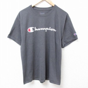 古着 チャンピオン Champion 半袖 Tシャツ メンズ ビッグロゴ クルーネック 濃グレー 霜降り Lサイズ 中古 中古 古着