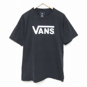 古着 バンズ VANS 半袖 ブランド Tシャツ メンズ ビッグロゴ コットン クルーネック 黒 ブラック Lサイズ 中古 中古 古着