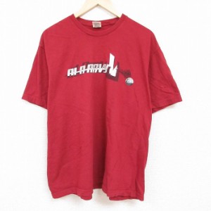 古着 オールドネイビー OLD NAVY 半袖 Tシャツ メンズ ビッグロゴ 大きいサイズ コットン クルーネック エンジ XLサイズ 中古 中古 古着