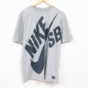 古着 ナイキ NIKE 半袖 ブランド Tシャツ メンズ ビッグロゴ 大きいサイズ クルーネック グレー 霜降り XLサイズ 中古 中古 古着