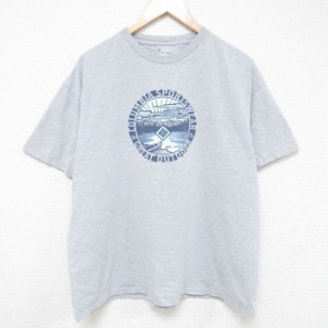 古着 コロンビア COLUMBIA Columbia 半袖 ブランド Tシャツ メンズ ビッグロゴ 湖 大きいサイズ クルーネック グレー 霜降り X 中古 古着