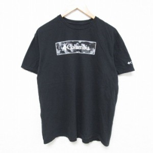 古着 コロンビア COLUMBIA Columbia 半袖 ブランド Tシャツ メンズ ビッグロゴ コットン クルーネック 黒 ブラック Lサイズ 中 中古 古着