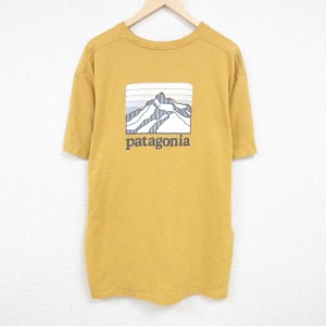 古着 パタゴニア patagonia 半袖 ブランド Tシャツ メンズ ビッグロゴ 胸ポケット付き 大きいサイズ ロング丈 クルーネック 濃 中古 古着