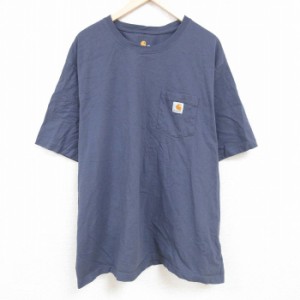 古着 カーハート Carhartt 半袖 ブランド Tシャツ メンズ 胸ポケット付き 大きいサイズ コットン クルーネック グレー XLサイ 中古 古着