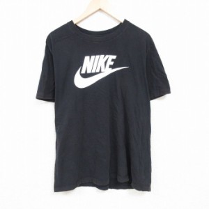 古着 ナイキ NIKE 半袖 ブランド Tシャツ メンズ ビッグロゴ 大きいサイズ クルーネック 黒 ブラック XLサイズ 中古 中古 古着