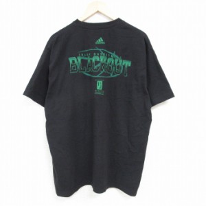 古着 アディダス adidas 半袖 ブランド Tシャツ メンズ ノートルダム BLACKOUT 大きいサイズ コットン クルーネック 黒 ブラッ 中古 古着