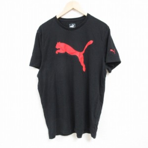 古着 プーマ puma 半袖 ブランド Tシャツ メンズ ビッグロゴ コットン クルーネック 黒 ブラック XLサイズ 中古 中古 古着