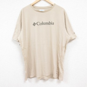 古着 コロンビア COLUMBIA Columbia 半袖 ブランド Tシャツ メンズ ビッグロゴ 大きいサイズ コットン クルーネック ベージュ  中古 古着