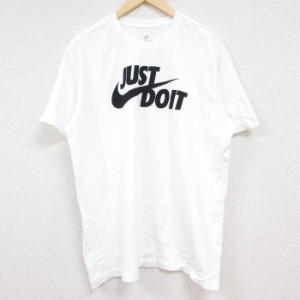 古着 ナイキ NIKE 半袖 ブランド Tシャツ メンズ ビッグロゴ JUST DO IT クルーネック 白 ホワイト XLサイズ 中古 中古 古着