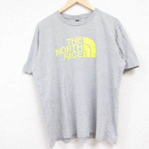 古着 ノースフェイス THE NORTH FACE 半袖 ブランド Tシャツ メンズ ビッグロゴ クルーネック グレー 霜降り XLサイズ 中古 中古 古着