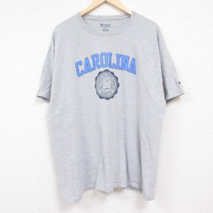 古着 チャンピオン Champion 半袖 ブランド Tシャツ メンズ カロライナ カレッジ クルーネック グレー 霜降り XLサイズ 中古 中古 古着