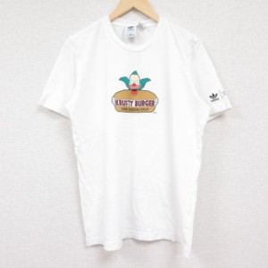 古着 アディダス adidas 半袖 ブランド Tシャツ メンズ ザシンプソンズ クラスティバーガー クルーネック 白 ホワイト Mサイズ 中古 古着