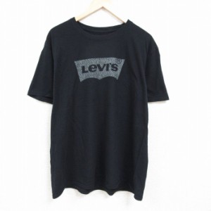 古着 リーバイス Levis 半袖 ブランド Tシャツ メンズ ビッグロゴ 大きいサイズ コットン クルーネック 黒 ブラック XLサイズ  中古 古着