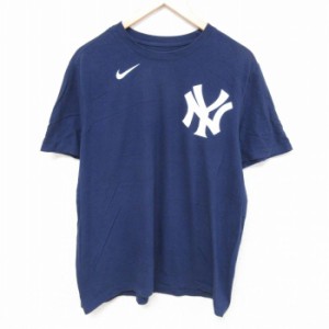 古着 ナイキ NIKE 半袖 ブランド Tシャツ メンズ MLB ニューヨークヤンキース ジオウルシェラ 29 クルーネック 紺 ネイビー メ 中古 古着