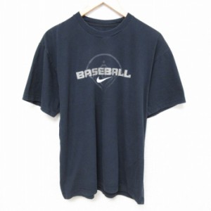 古着 ナイキ NIKE 半袖 ブランド Tシャツ メンズ 野球 クルーネック 黒 ブラック XLサイズ 中古 中古 古着