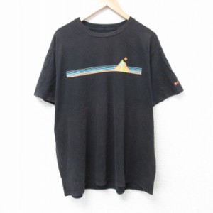 古着 コロンビア COLUMBIA Columbia 半袖 ブランド Tシャツ メンズ ワンポイントロゴ 大きいサイズ コットン クルーネック 黒  中古 古着