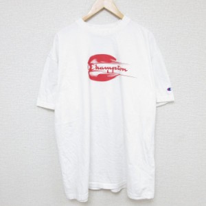 古着 チャンピオン Champion 半袖 ブランド Tシャツ メンズ ビッグロゴ 大きいサイズ コットン クルーネック 白 ホワイト XLサ 中古 古着