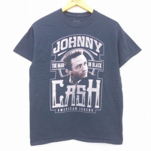 古着 半袖 ロック バンド Tシャツ メンズ ジョニーキャッシュ コットン クルーネック 黒 ブラック Mサイズ 中古 中古 古着