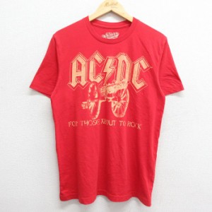 古着 オールドネイビー OLD NAVY 半袖 ロック バンド Tシャツ メンズ AC/DC クルーネック 赤 レッド Mサイズ 中古 中古 古着