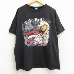 古着 半袖 ロック バンド Tシャツ メンズ トビーキース コットン クルーネック 黒 ブラック XLサイズ 中古 中古 古着