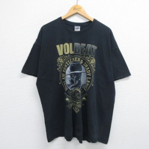 古着 半袖 ロック バンド Tシャツ メンズ ヴォルビート 大きいサイズ コットン クルーネック 黒 ブラック XLサイズ 中古 中古 古着