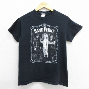 古着 半袖 ロック バンド Tシャツ メンズ ザバンドペリー コットン クルーネック 黒 ブラック Sサイズ 中古 中古 古着