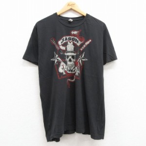 古着 TULTEX 半袖 ロック バンド Tシャツ メンズ ジェイソンアルディーン コットン クルーネック 黒 ブラック XLサイズ 中古 中古 古着